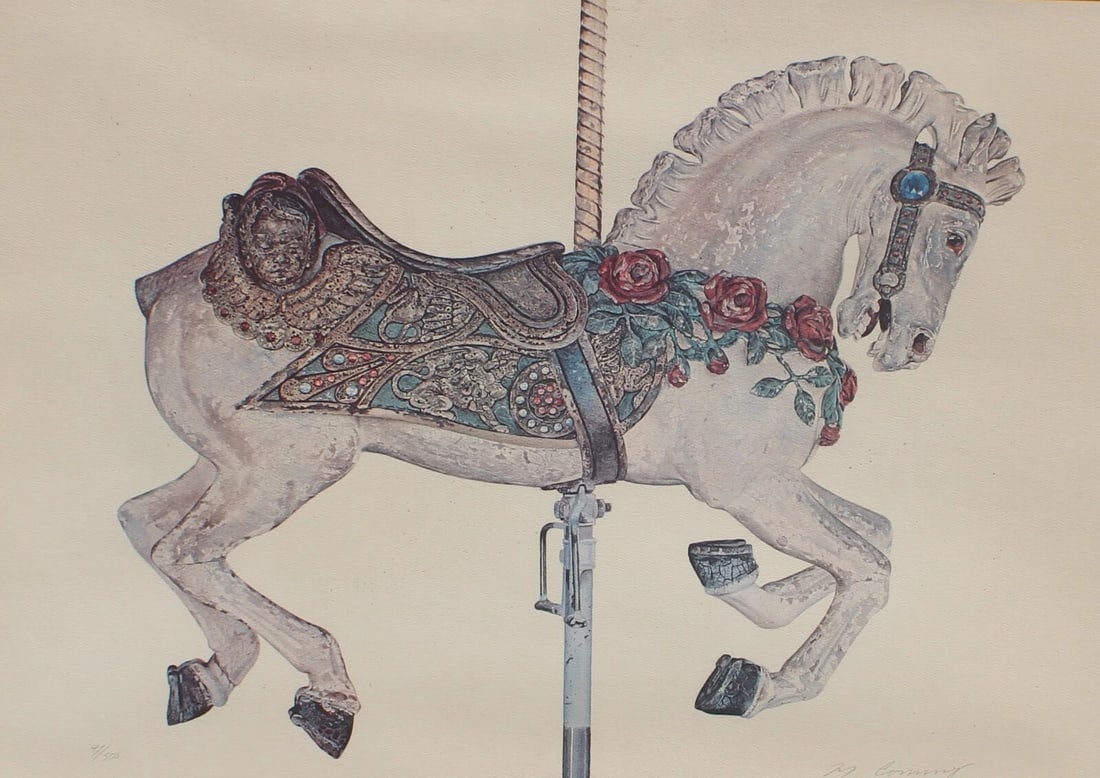 MERV CORNING Carousel Horse Signed/Numbered Lithograph 41/500 - 3