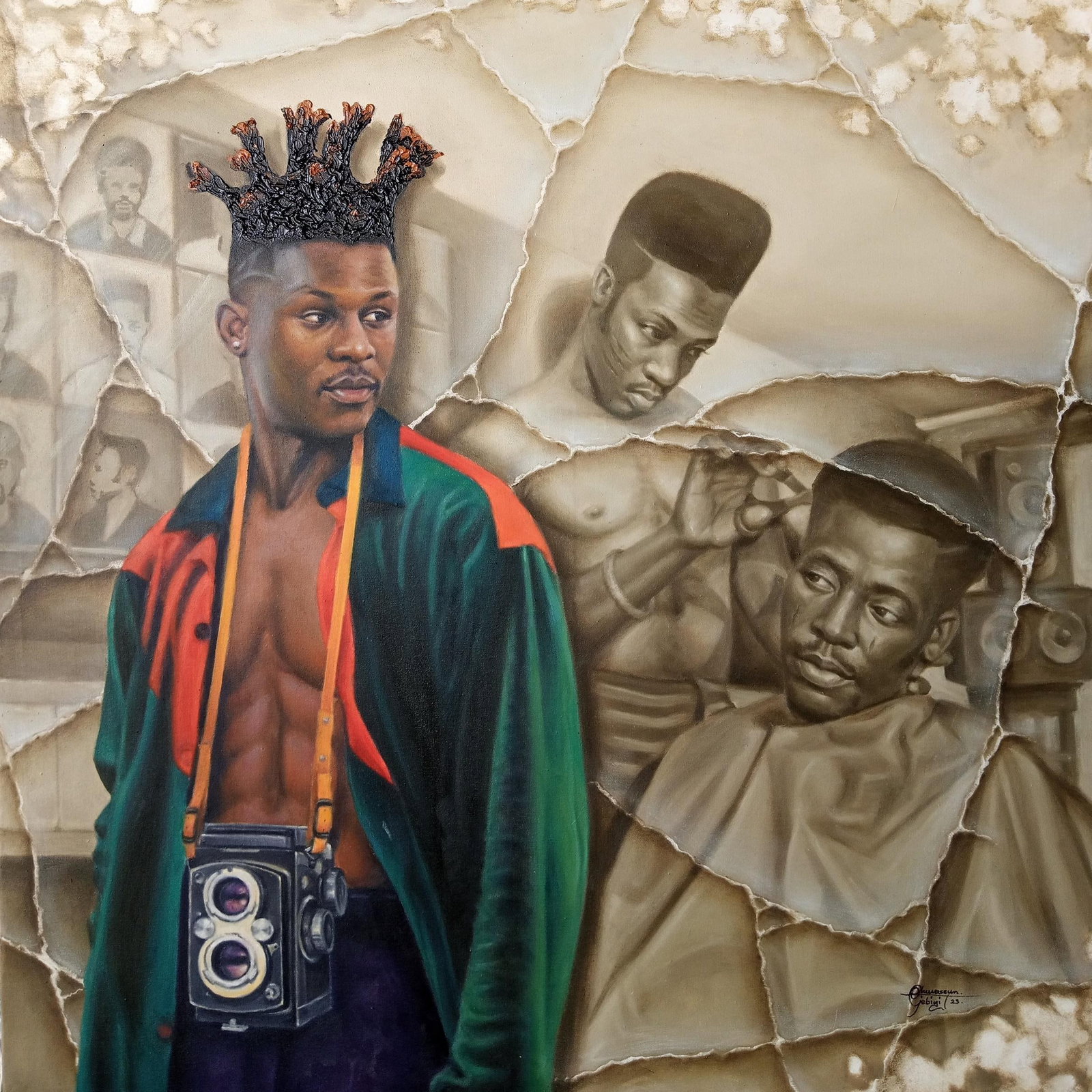 Oluwaseun Ojebiyi, Vintage Vibe -21st Century, Contemporary, Figurative Painting, Oil, 2023 - 4