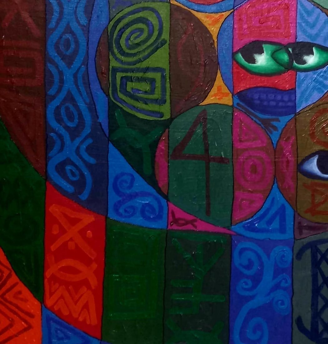 Omonu Salisu, Pallette Heads 1 -21st Century, Contemporary, Abstract Painting, Acrylic, People, 2021 - 2