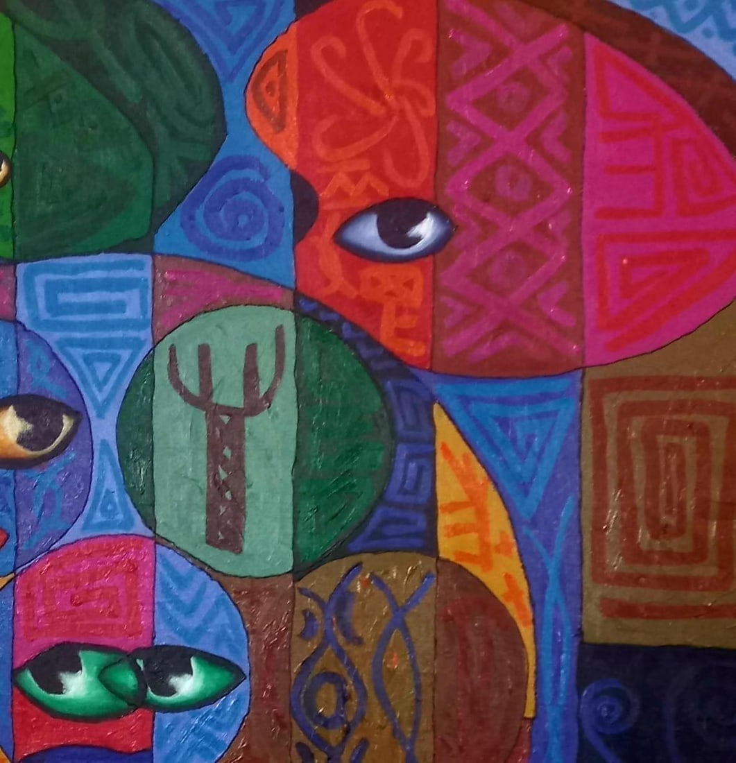 Omonu Salisu, Pallette Heads 1 -21st Century, Contemporary, Abstract Painting, Acrylic, People, 2021 - 7