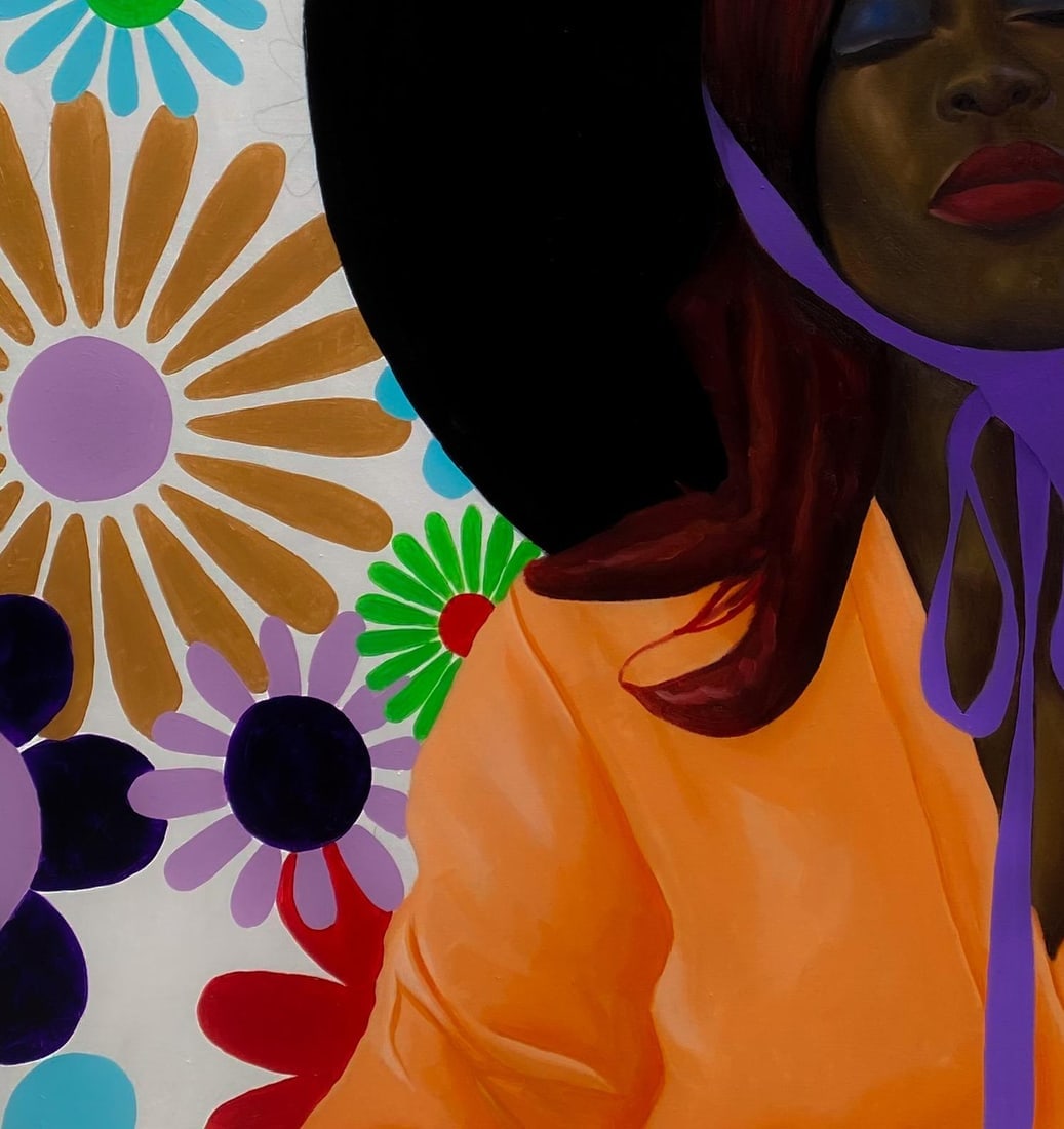 Gobe Joseph, Solitude - 21st Century, Contemporary, Figurative, Colorful, Women on Hat, 2023 - 2