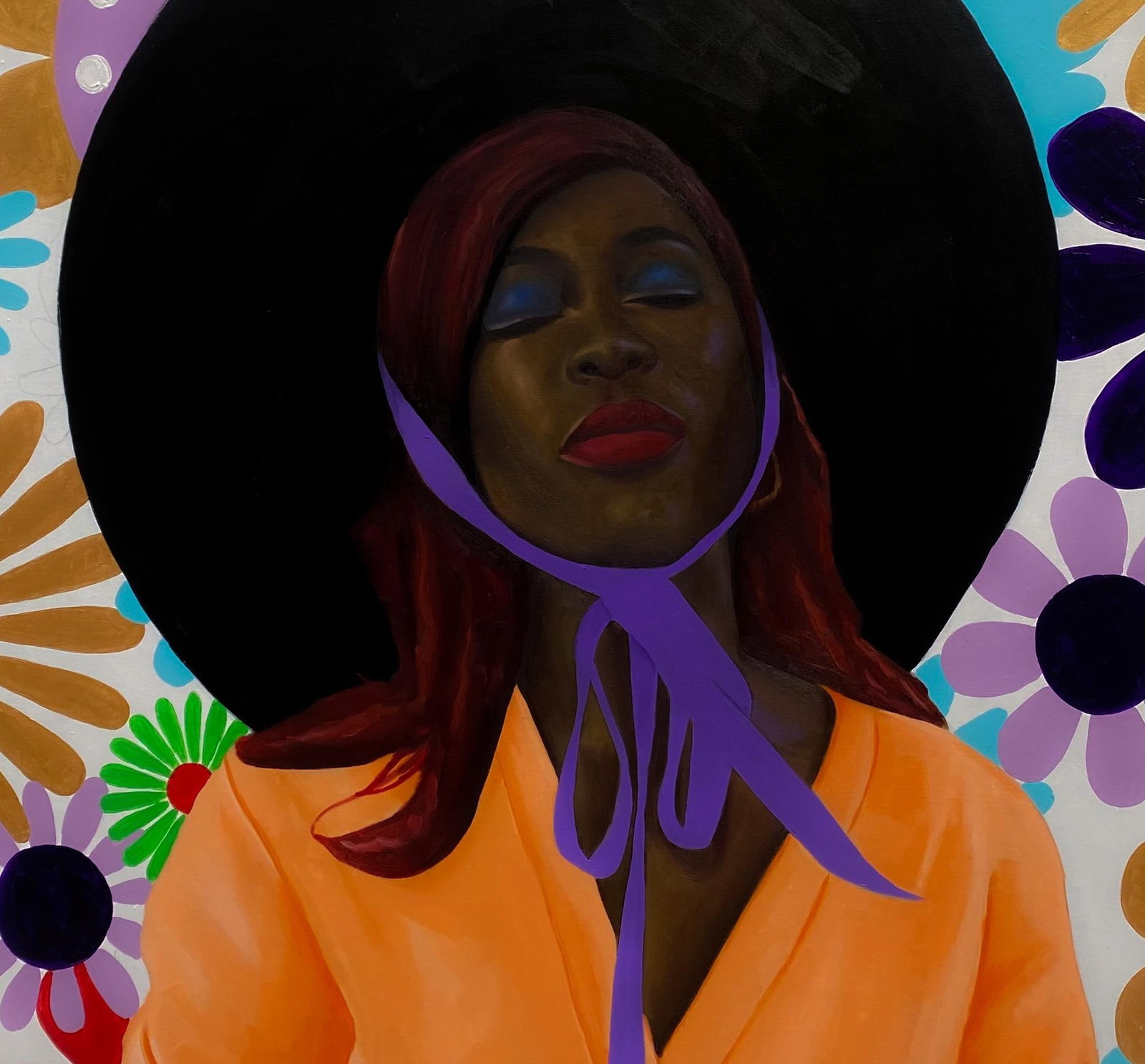 Gobe Joseph, Solitude - 21st Century, Contemporary, Figurative, Colorful, Women on Hat, 2023 - 4