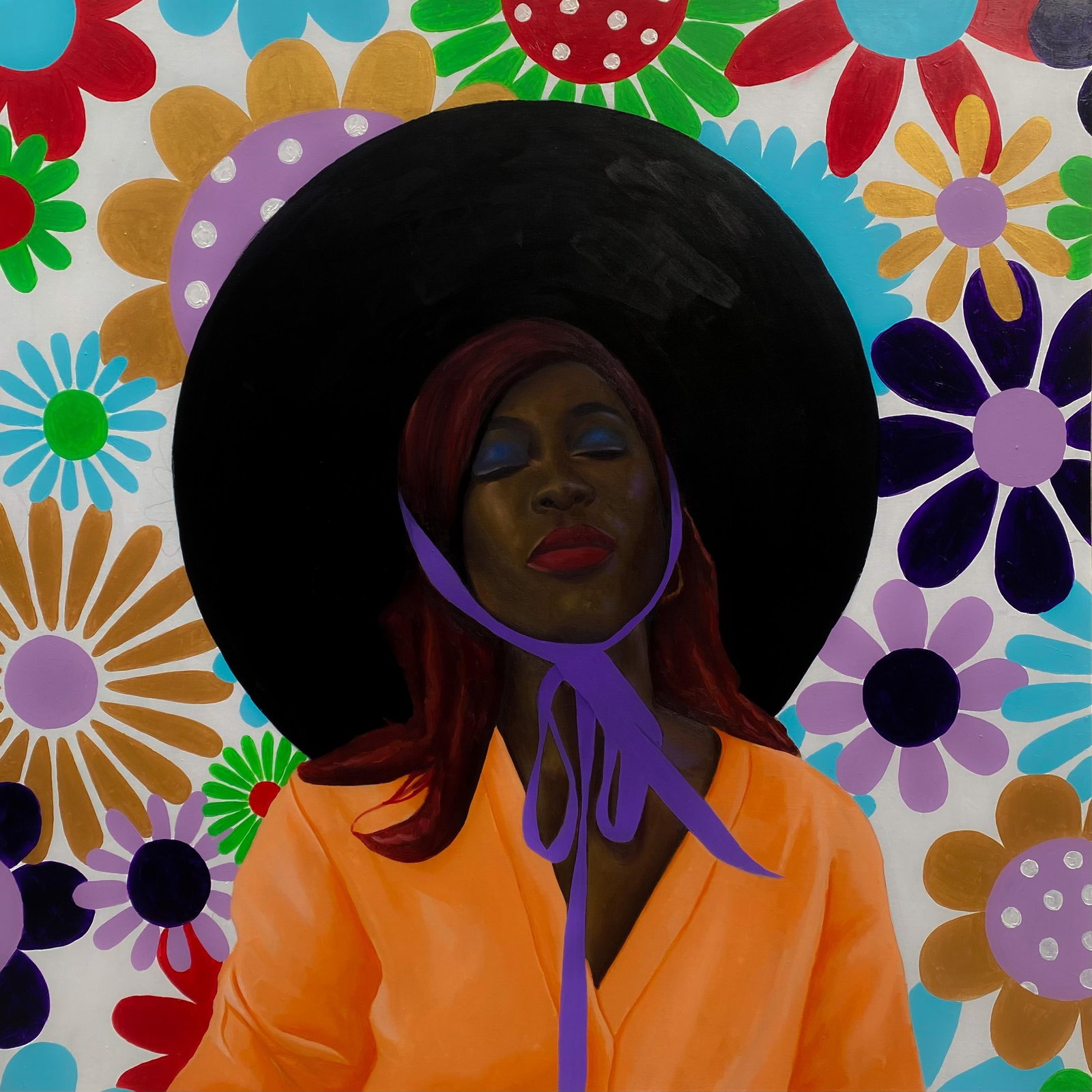 Gobe Joseph, Solitude - 21st Century, Contemporary, Figurative, Colorful, Women on Hat, 2023 - 5