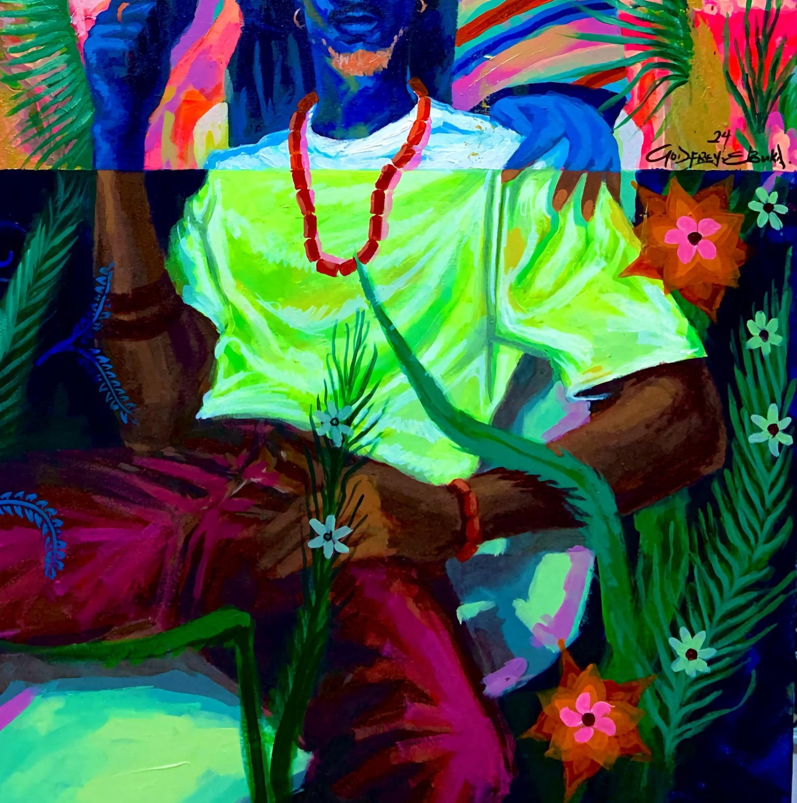 Godfrey Chukwuebuka , Cultural Fusion -21st Century, Contemporary, Figurative Painting, Women art, - 15