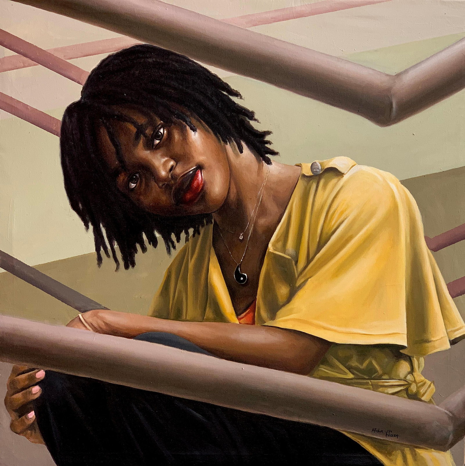 Afolayan Emmanuel, In Between -21st Century, Contemporary, Portrait Painting, Oil, Women Art, 2024 - 4