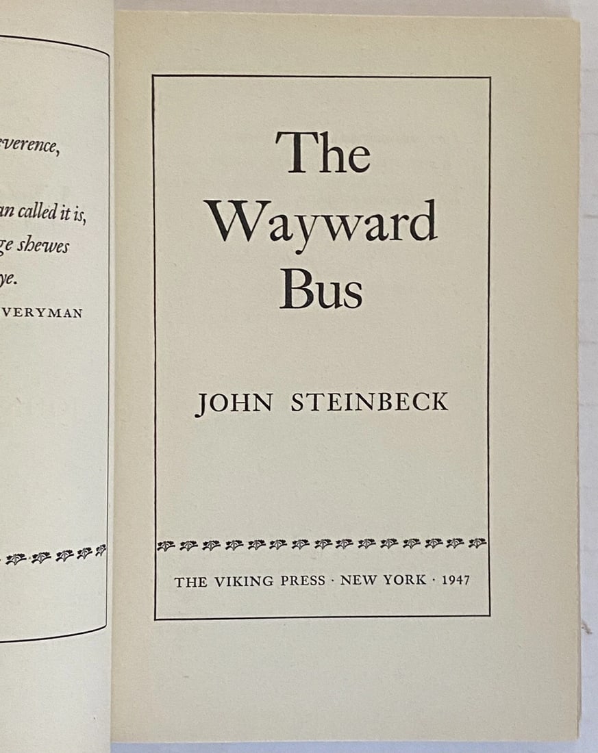 1947 1st Edition/Printing BC "THE WAYWARD BUS" by John Steinbeck HC/DJ N.Fine/VG - 3