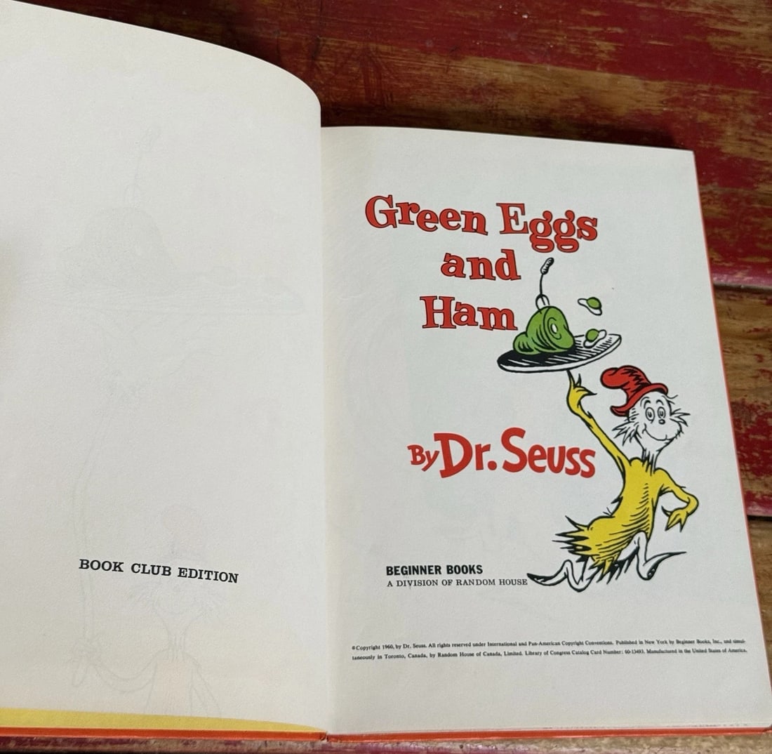 Vintage GREEN EGGS AND HAM by Dr. SEUSS 1960 Book Club 1st Edition/1st Hardcover - 3