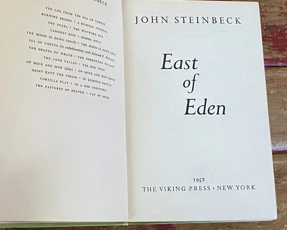 EAST OF EDEN JOHN STEINBECK 1952 HC Viking FIRST EDITION with "BITE" error - 8