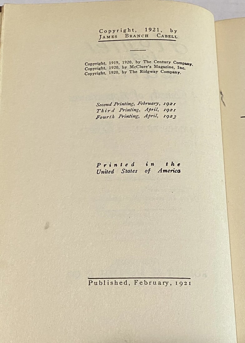 Figures Of Earth By Cabell, James Branch 1923 McBride HC 1st Edition Very Good - 4