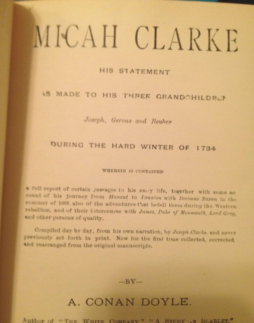 MICAH CLARKE by Arthur Conan Doyle - Hurst & Co. NY Publ. HC No Date- Antique - 3