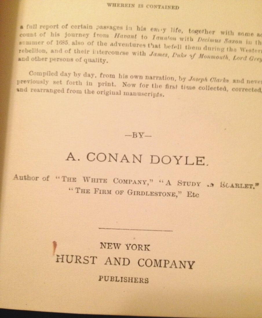 MICAH CLARKE by Arthur Conan Doyle - Hurst & Co. NY Publ. HC No Date- Antique - 4