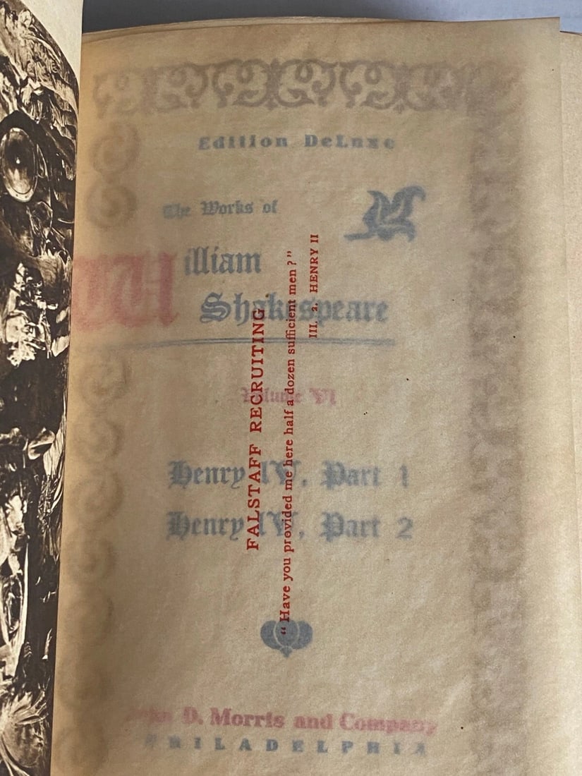Shakespeare’s Works Elgin Ed. Deluxe Vol. VI 1901 Henry IV Vol. I&II #306/1000 - 12