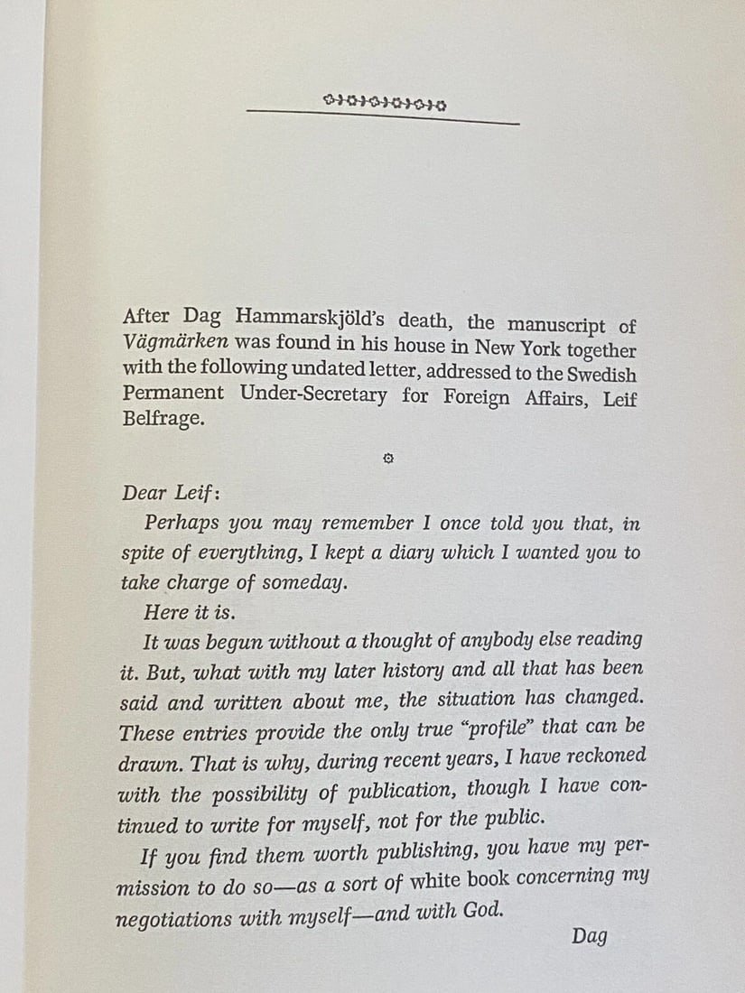 Hammarskjold, Dag MARKINGS Book Club Edition Hard Cover Dust Jacket - 8