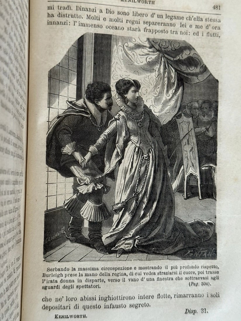 Sir Walter Scott Il Castillo Di Kenilworth HC/Lthr Illustrated 1873? Milano - 7