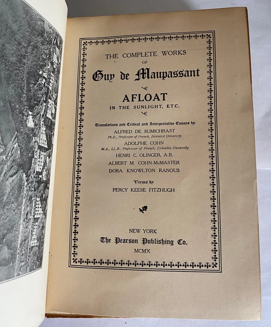 Guy De Maupassant Afloat, In The Sunshine 1910 Pearson Publishing HC Rare - 3