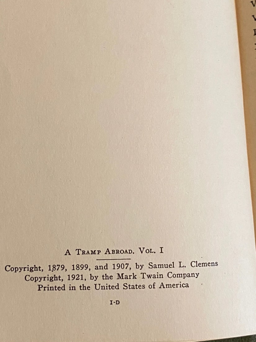 A Tramp Abroad Vol. X 1921 Authorized Ed. Harper Illustrated HC - 6