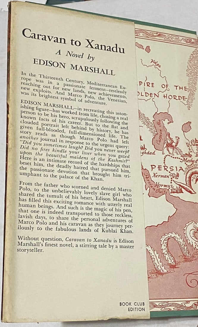 1953 CARAVAN TO XANADU Edison Marshall HC/DJ 1st Ed. Farrar Straus Book:VG, DJ:G - 8