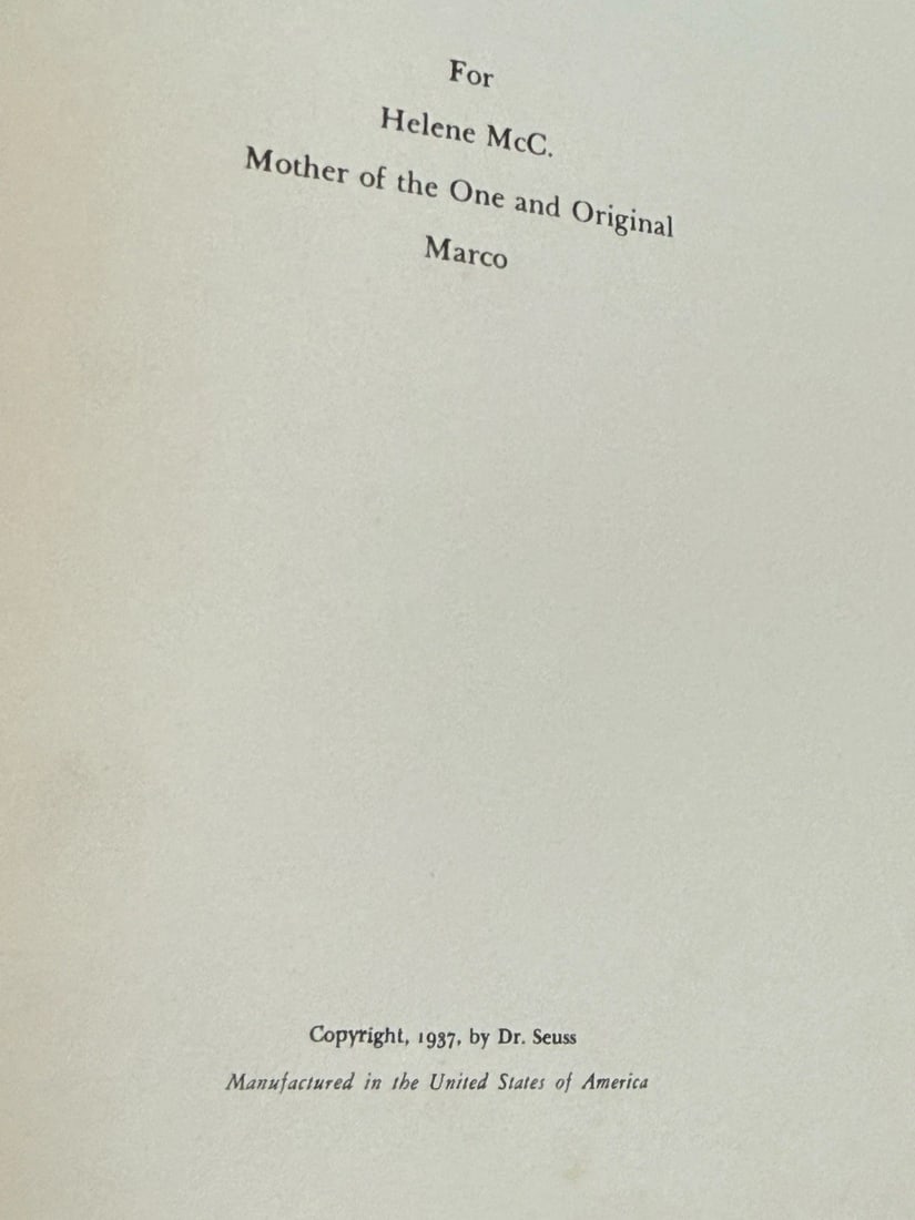 And To Think That I Saw It On Mulberry Street Dr. Seuss 1937 1stEd/Print Bk Club - 3