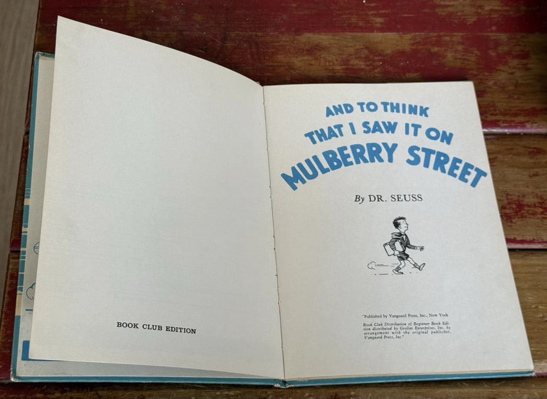 And To Think That I Saw It On Mulberry Street Dr. Seuss 1937 1stEd/Print Bk Club - 4