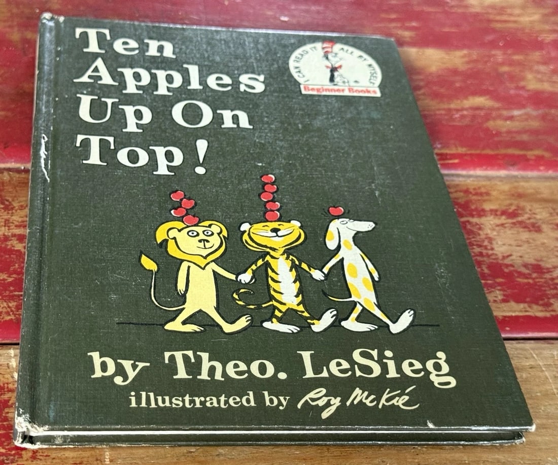 Dr. Seuss 1961 Vtg Book Club Ed Ten Apples Up On Top Theo Lesieg 1st Ed/ 1st Pr - 15