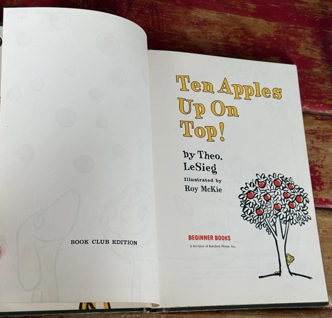 Dr. Seuss 1961 Vtg Book Club Ed Ten Apples Up On Top Theo Lesieg 1st Ed/ 1st Pr - 3