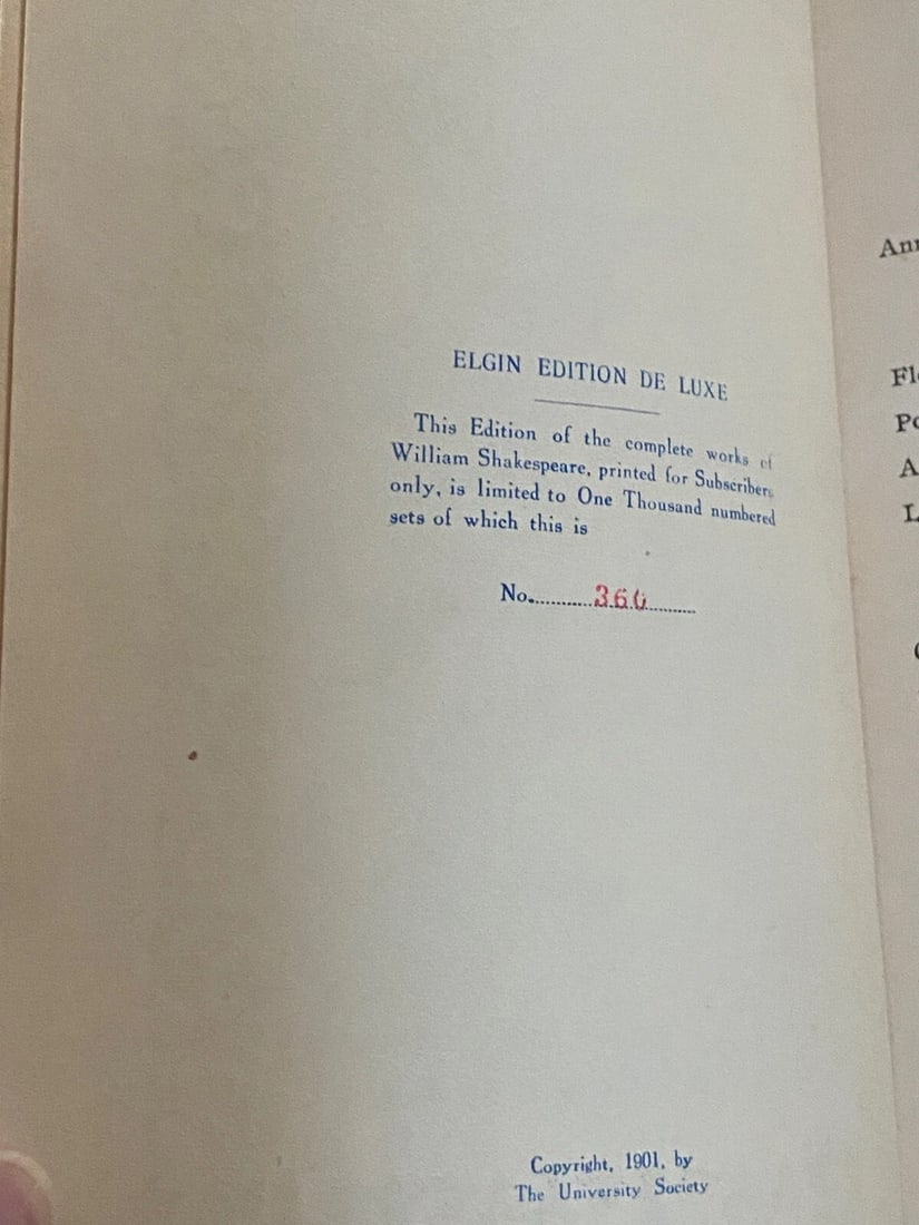 Shakespeare’s Works Elgin Ed. Deluxe Vol. XII #360/1000 Morris 1901 Winter’sTale - 3
