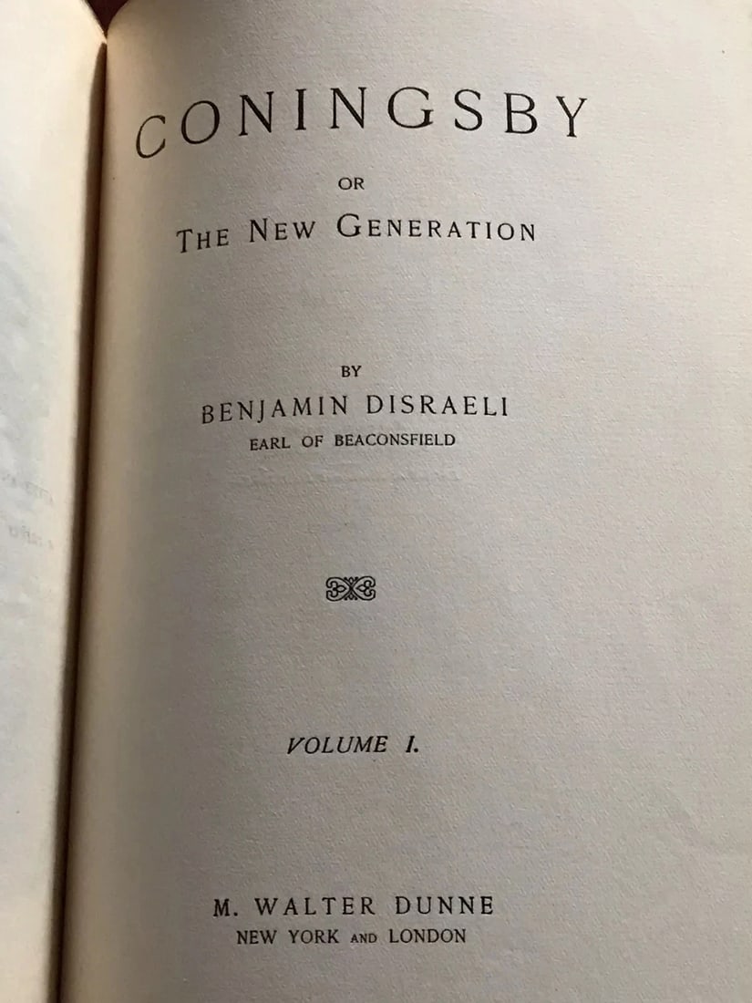 Coningsby By Benjamin Disraeli Saint Dunstan Leather Binding 1904 Antique Book - 3