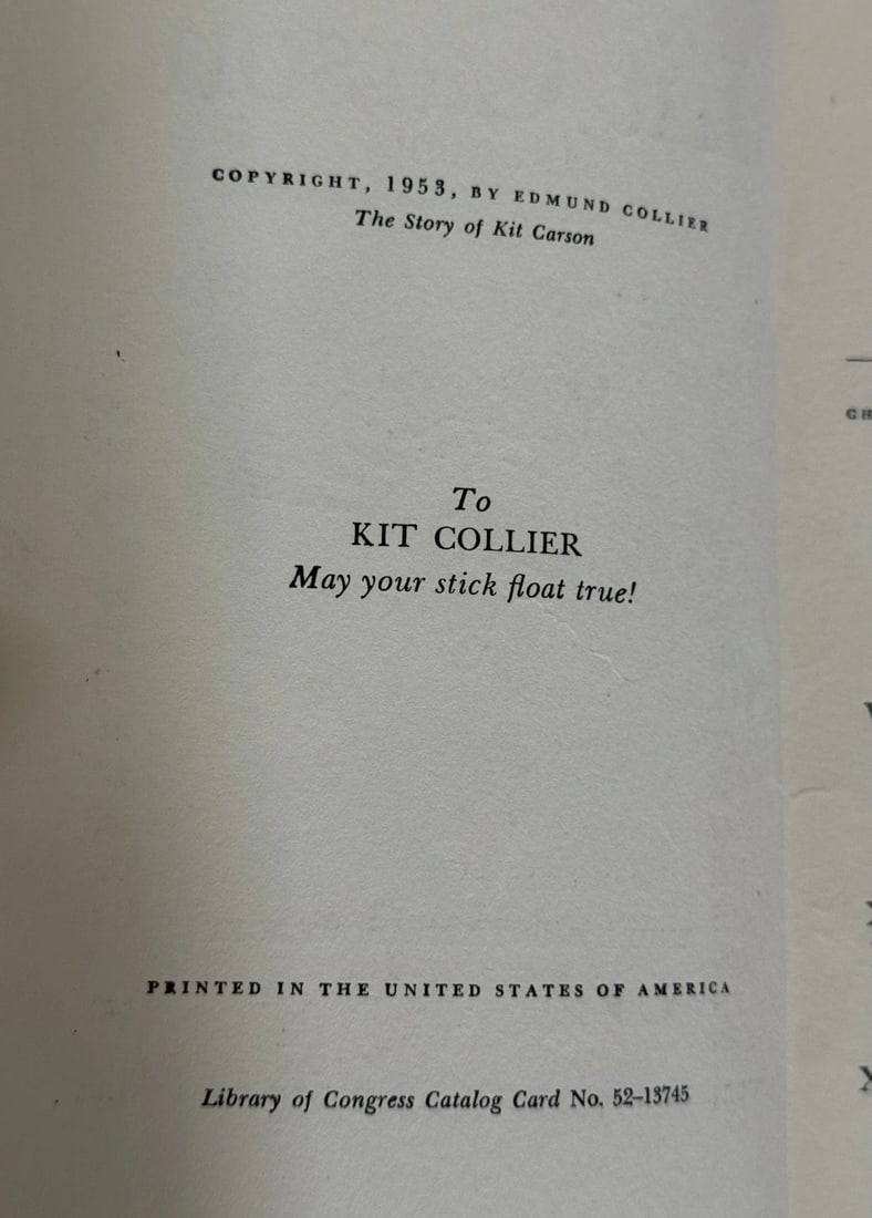 THE STORY OF KIT CARSON Edmund Collier 1953 First Edition/Print HC Grosset VGood - 3