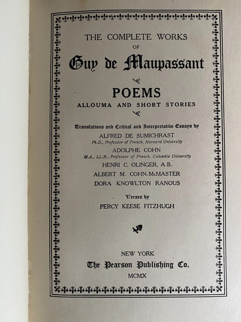 Guy De Maupassant Poems,Allouma Ltd. Ed.#173/1,000 1910 Pearson Illustrated - 3