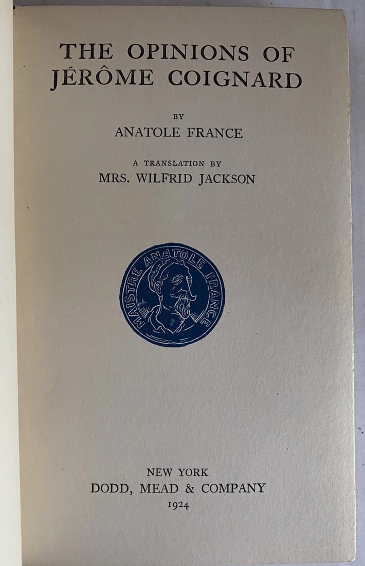 Antique Book The Opinions Of Jerome CoignardAnatole FranceLeather 1924 Dodd Mead - 2