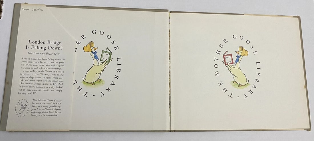 LONDON BRIDGE IS FALLING DOWN Mother Goose Peter Spier HB/DJ 1st Ed. Signed - 8