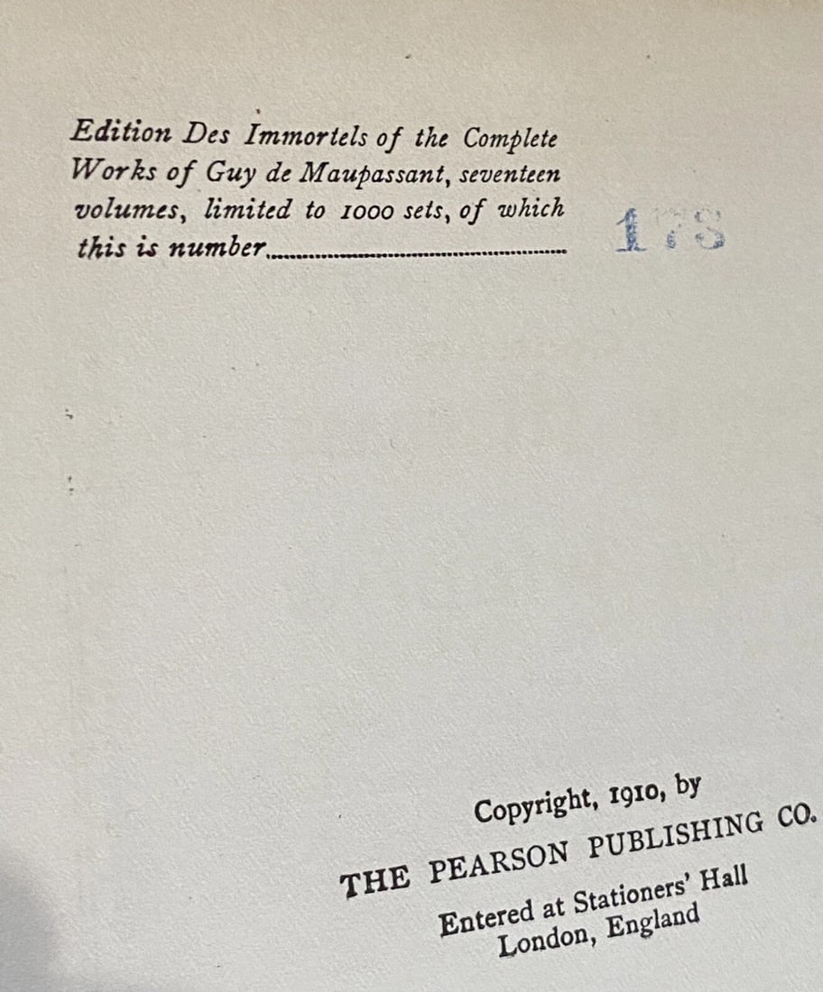 Guy De Maupassant The Window, Msgr.Parent 1910 Pearson Ltd. Ed #173 of 1,000 - 3