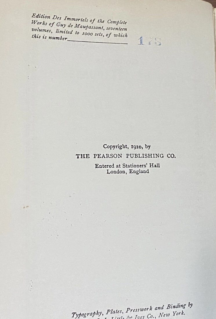 Guy De Maupassant The Window, Msgr.Parent 1910 Pearson Ltd. Ed #173 of 1,000 - 9