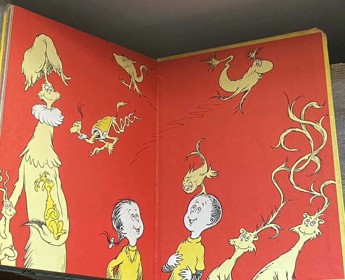 1960 One Fish Two Fish Red Fish Blue Fish Dr Seuss 1st Ed/Print Random House HC - 9