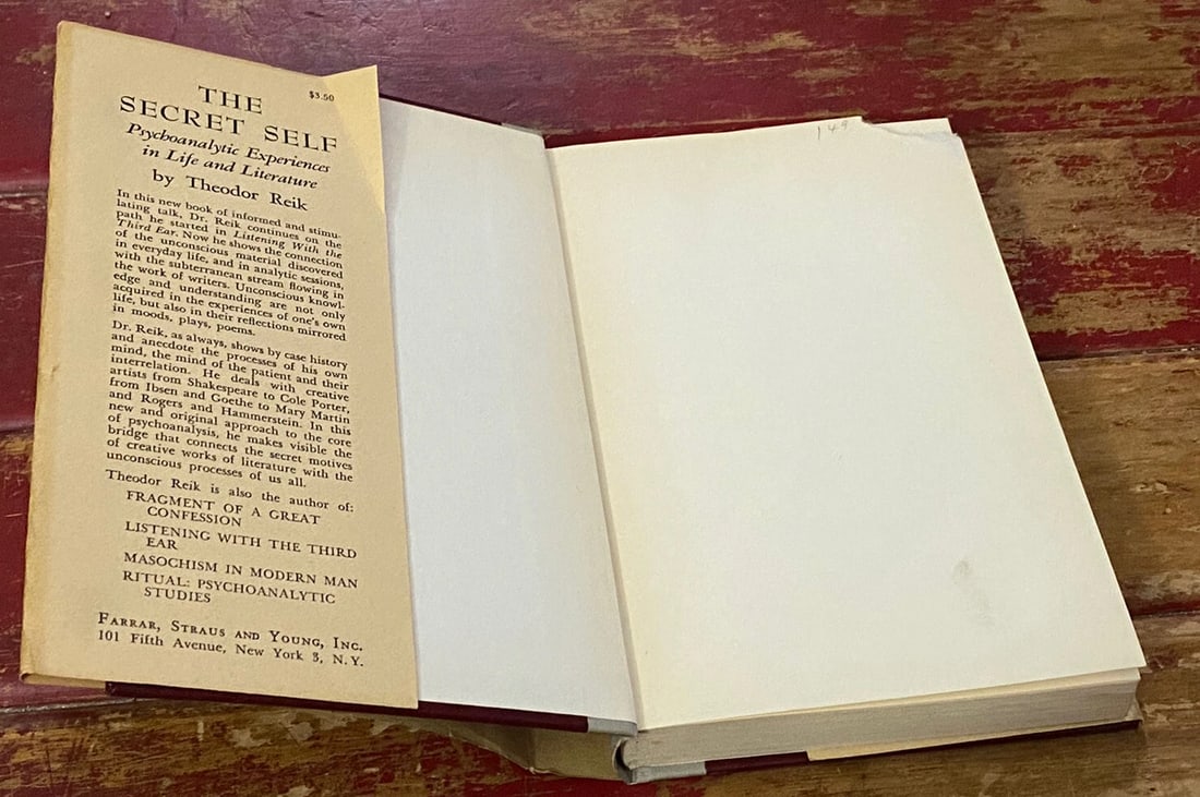 Theodor Reik Secret Self Psychoanalytic Experiences in Life and Literature VGood - 7