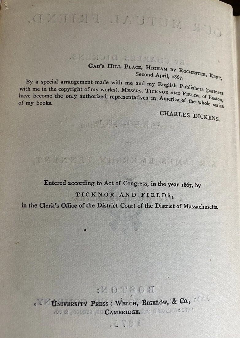 Dickens' Works Illustrated Our Mutual Friend James R. Osgood & Co.Boston 1875 HC - 3
