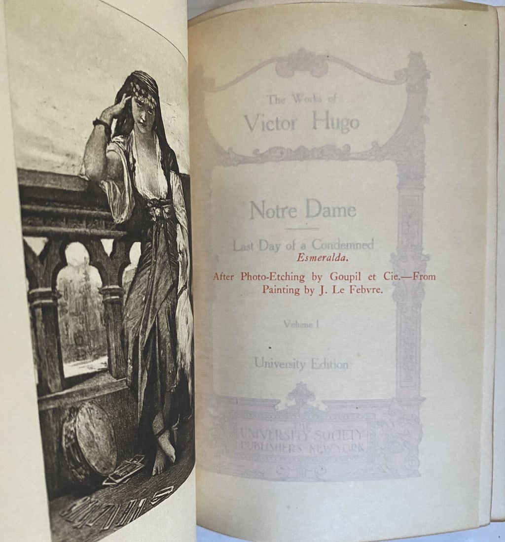 Victor Hugo Notre Dame Vol. I Illustrated University Society 1800’s Rare! - 3