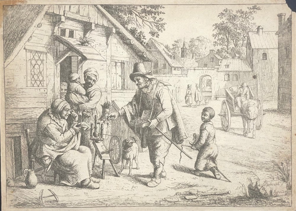 After Adriaen van Ostade: Spectacled Peddler - 2