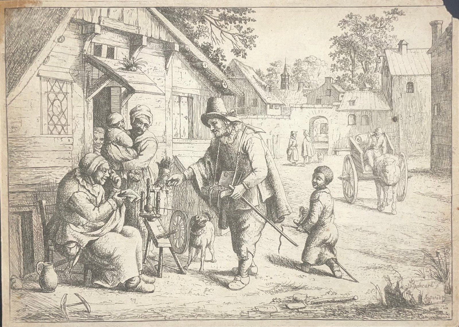 After Adriaen van Ostade: Spectacled Peddler - 3