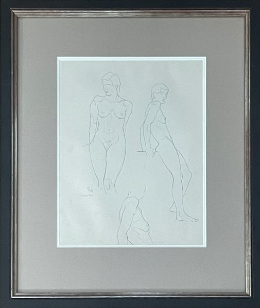 Francis Bliss: Figure Study: Title: Francis Bliss: Figure Study Description: Artist: Francis Bliss Title: Figure Study Date: 1955 Medium: Drawing Dimensions: Measurements including Frame ; 21 1/2 x 18 in ; 54.6 x 45.7 cm Addition