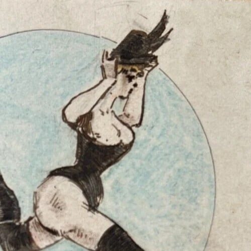 Antique Original Drawing Figure, Woman, Portrait, Dance 19th century signed - 4