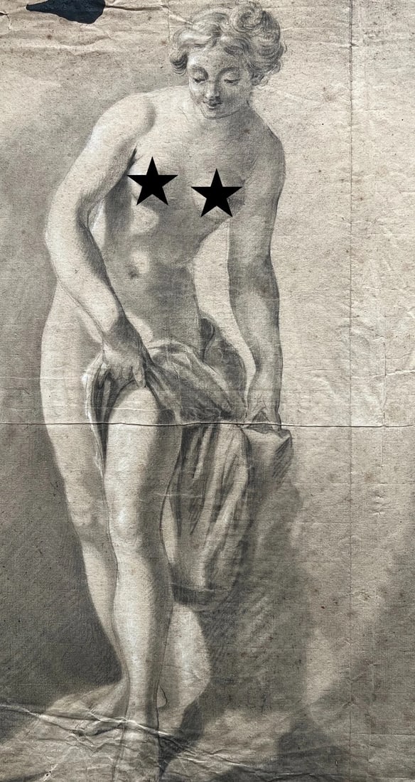 Antique Drawing Original Venus Figure, Woman, Rococo 18th century - 2