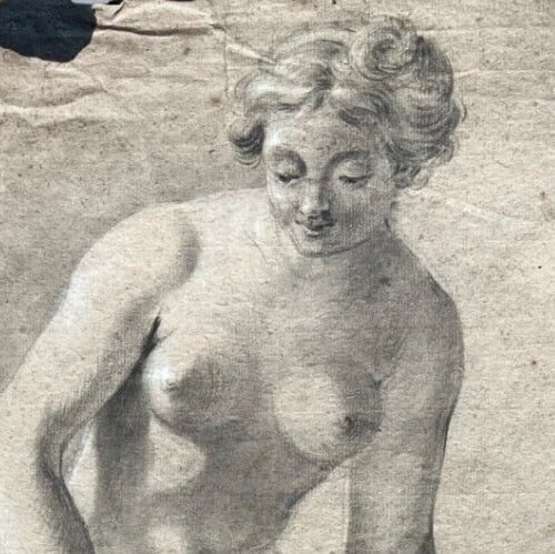 Antique Drawing Original Venus Figure, Woman, Rococo 18th century - 4