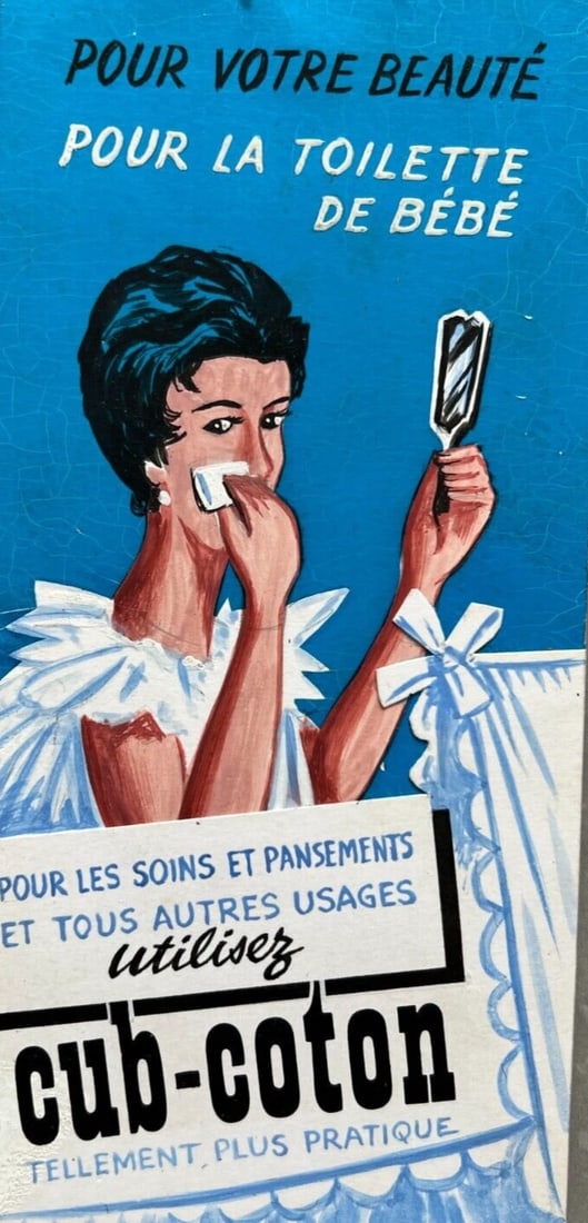 Vintage Original Painting Advertising, Cotton, Woman, Portrait, Beauty