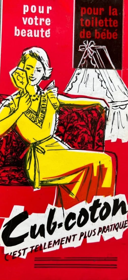 Vintage Original Painting Advertising, Cotton, Woman, Portrait