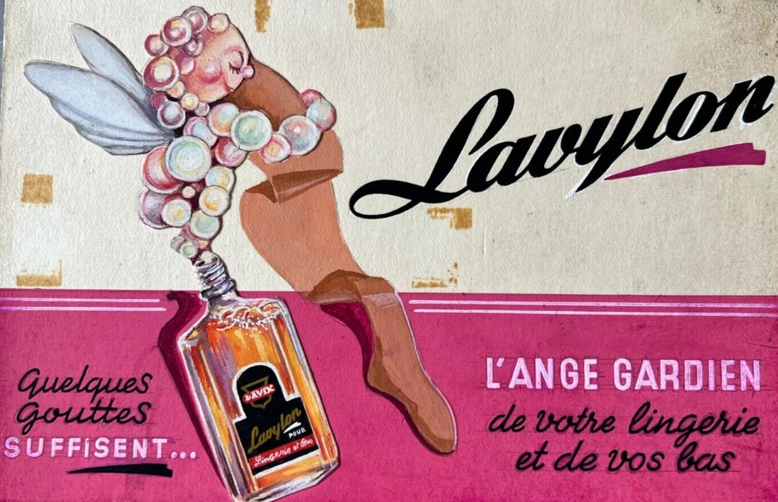 Vintage Original Drawing Advertising, Perfum, Beauty, Lavylon, Fairy