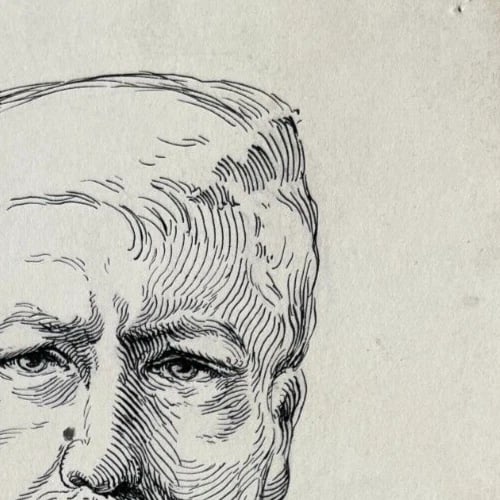 TRINQUIER-TRIANON (1853-1922) Man, Portrait signed Antique Original Drawing - 4