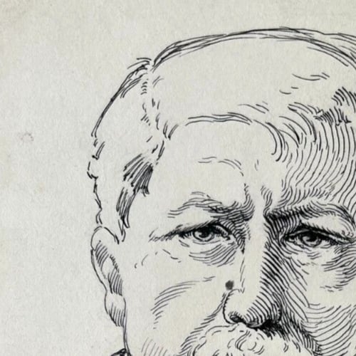 TRINQUIER-TRIANON (1853-1922) Man, Portrait signed Antique Original Drawing - 5