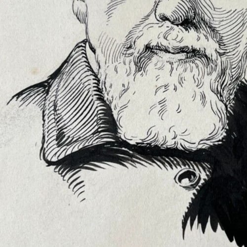TRINQUIER-TRIANON (1853-1922) Man, Portrait signed Antique Original Drawing - 6