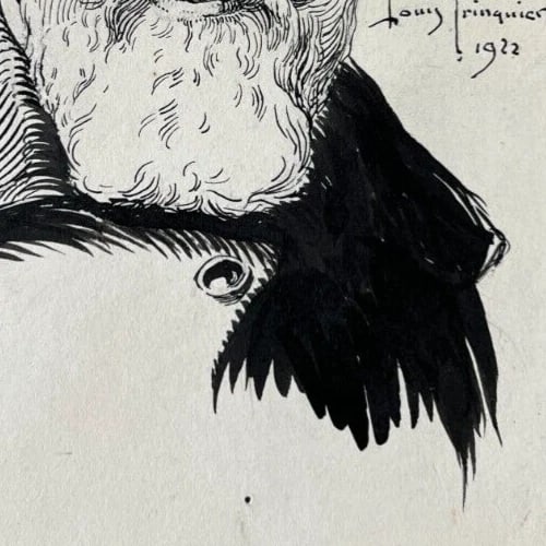 TRINQUIER-TRIANON (1853-1922) Man, Portrait signed Antique Original Drawing - 7